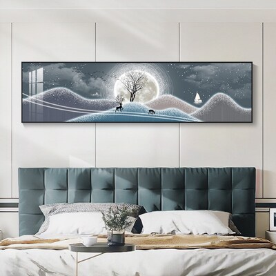 主卧装饰画横长款卧室床头墙面壁画轻间温馨房画背景墙奢单幅挂画