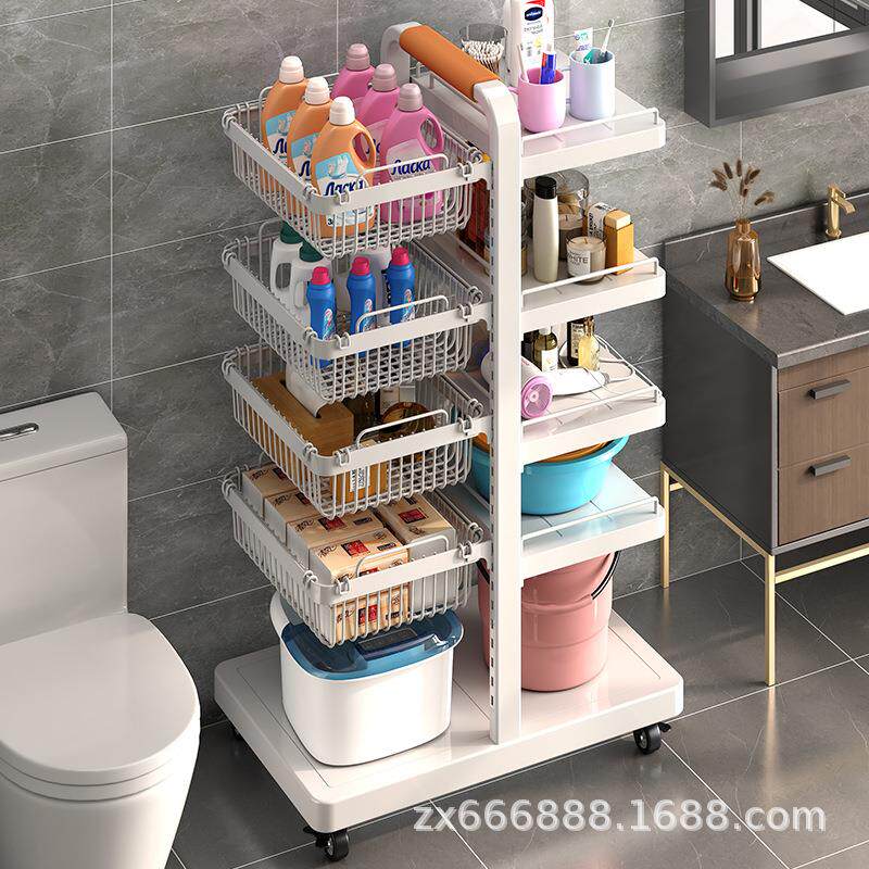 脸盆架卫生间置物架落地式多层可调节浴室洗衣机旁放盆桶收纳架子