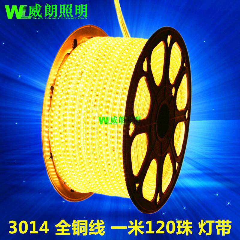 led灯带5050七彩3014柔性软灯条2835单排双排三排220v灯带