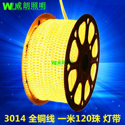 led灯带5050七彩3014柔性软灯条2835单排双排三排220v灯带