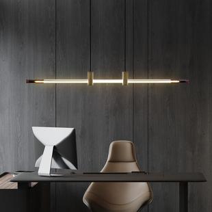 创意餐厅一字形长条设计师吧台北欧岛台办公桌餐桌样板间玻璃吊灯