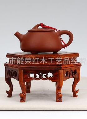 红木工艺品 花梨木套二高六角盆景奇石玉器底座 家具摆件木托