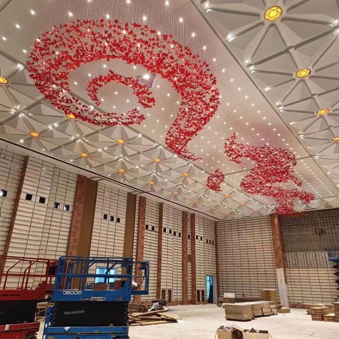 酒店大堂艺术吊灯枫叶水晶宴会厅造型灯饰会所商场中庭工程灯具,家装灯饰光源,智能吊灯,淘宝优惠券,粉丝福利购,淘宝优惠卷