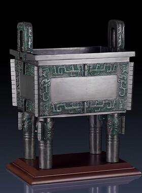 纯黄铜司母戊鼎摆件办公室客厅家居装饰青铜器鼎盛千秋工艺品铜鼎