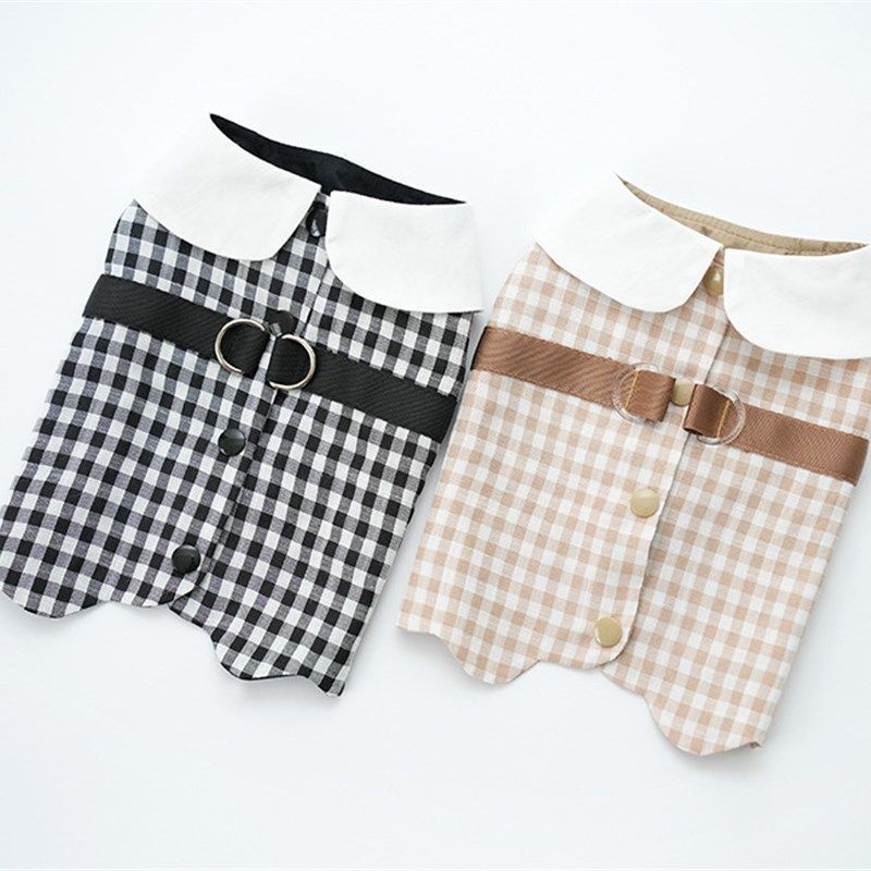 春夏宠物牵引衣胸背衣狗衣服外出宠物猫咪小狗泰迪后开襟牵引背心