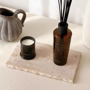 侘寂风格 黄洞石长方形果盘大理石托盘桌面收纳盘浴室置物盘卫生间