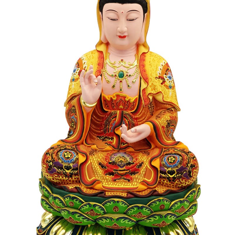 送子观音像萨坐莲佛菩保平安家用底座加木纯手工香樟高雕客厅摆件
