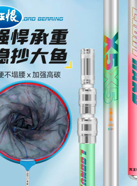 龙王恨抄网竿碳素超硬超轻抄网杆裸竿套装钓捞鱼网兜伸缩操网杆