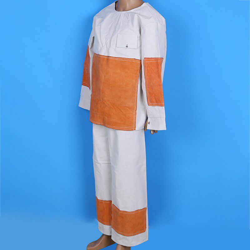帆布磨皮电焊服耐牛工热防飞溅电焊焊工服加厚劳隔套服男女作业