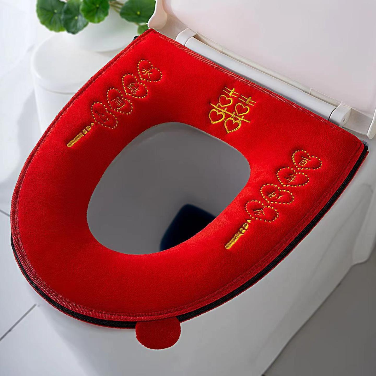 结婚红色马桶垫婚庆家用套装