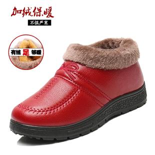 妈妈鞋 加绒保暖平底防滑面中老年人防水棉鞋 女士老北京布鞋 冬季