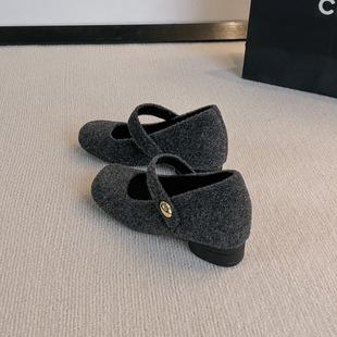 粗跟单鞋 内增高毛毛鞋 外穿小个子保暖加绒小码 冬季 女新款