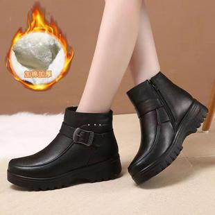 平底防滑奶奶鞋 冬季 防滑加厚中老年棉鞋 保暖妈妈鞋 加绒棉鞋