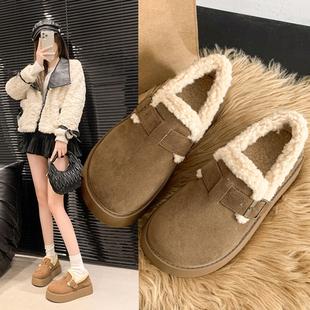 码 加绒加厚毛毛保暖勃肯鞋 大码 厚底雪地靴冬季 棉鞋 女鞋