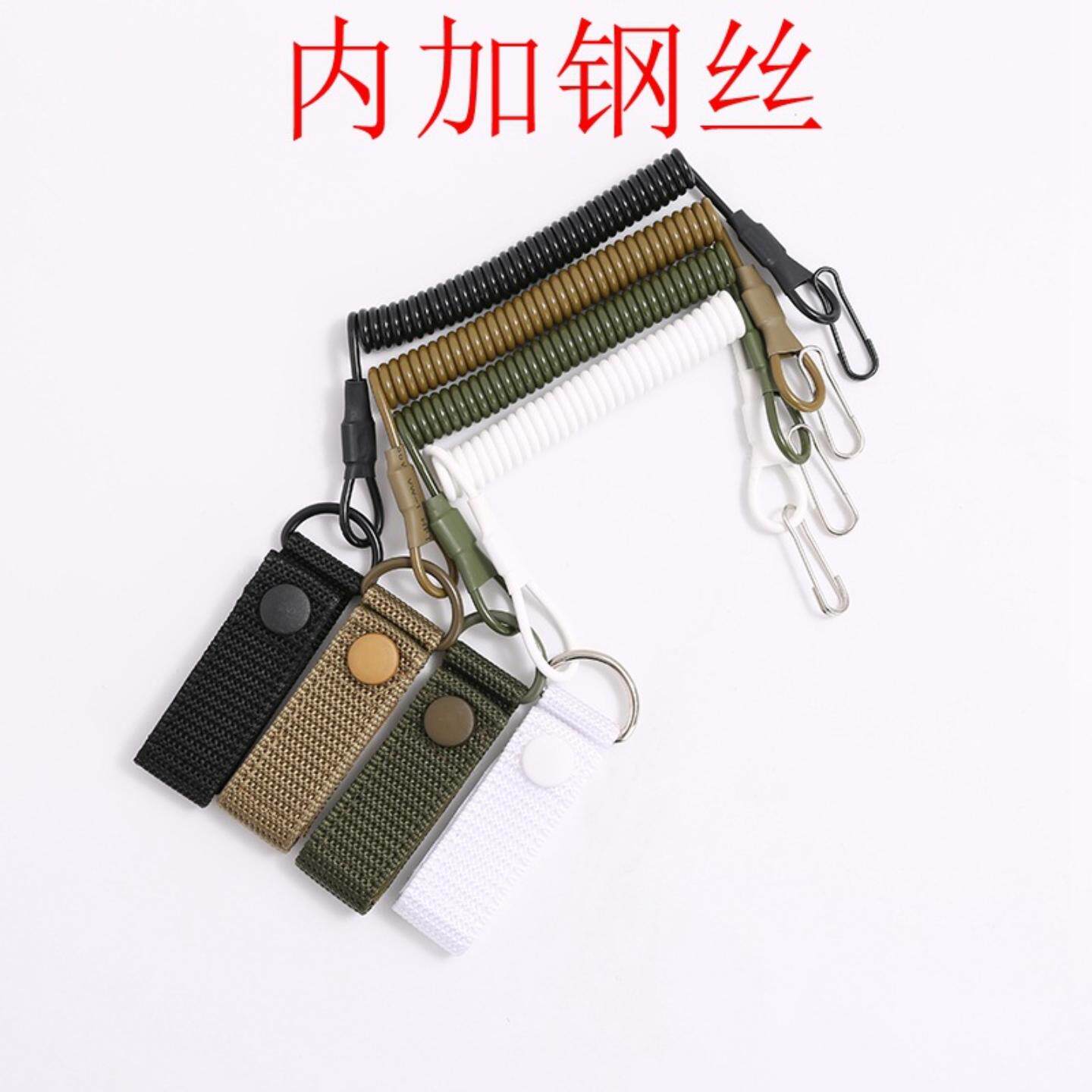 战术弹簧枪绳腰带户外尼龙编织织带皮带不锈钢钢丝仿抢弹力腰链厂