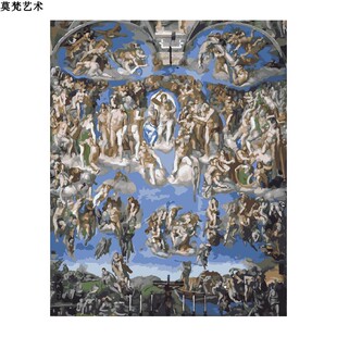 数字油画手iyd工填充米开朗基罗名画手绘涂色最后油审判的彩画画