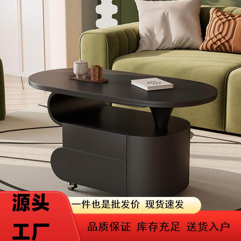 沙发边几柜移动小茶几创意家用简约复古茶台家具边桌带滚轮设计