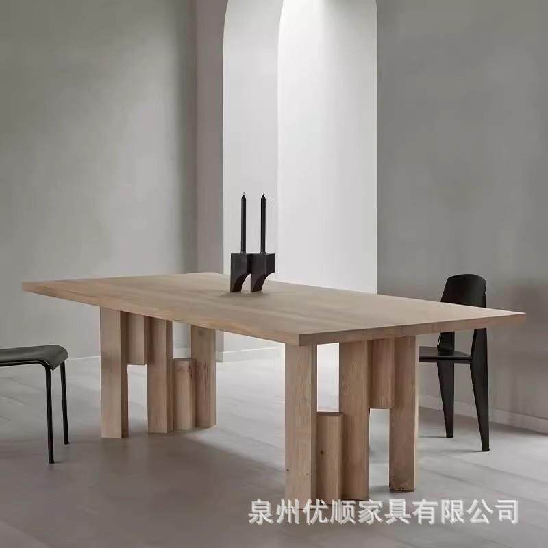 现代简约实木办公桌洽谈桌创意设计师长条桌工业风原木大板会议桌
