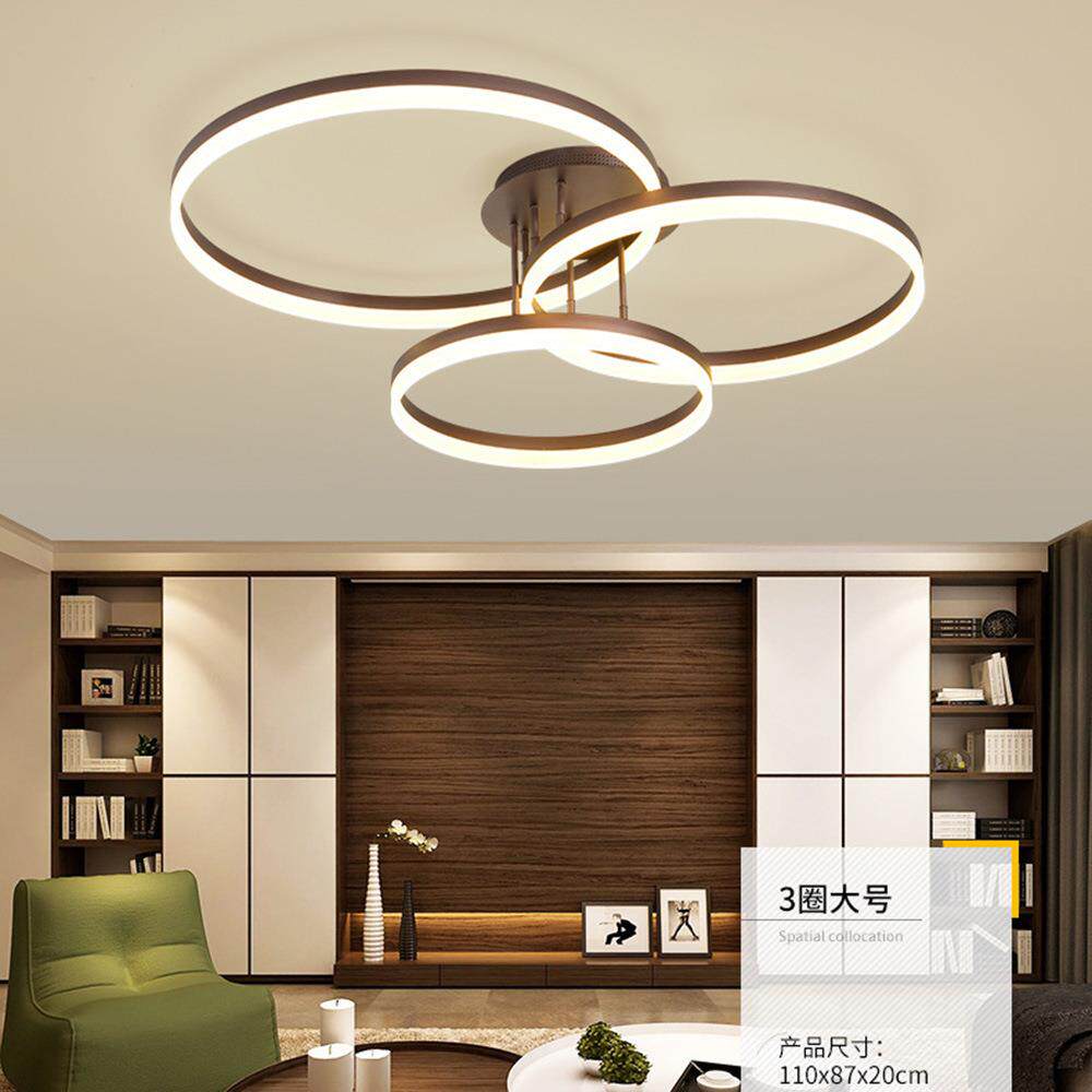 led客厅吸顶灯智能创意后现代简约主卧室灯个性圆环北欧金色灯具