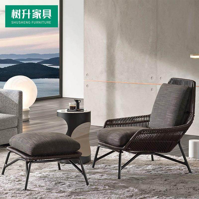 北欧户外编藤藤椅沙发阳台庭院藤椅子懒人休闲躺椅脚踏家具组合