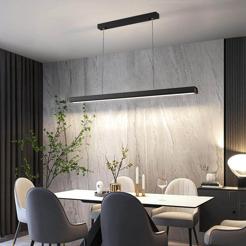 餐厅吊灯现代简约北欧极简餐桌吧台办公室客厅led长条设计师灯具