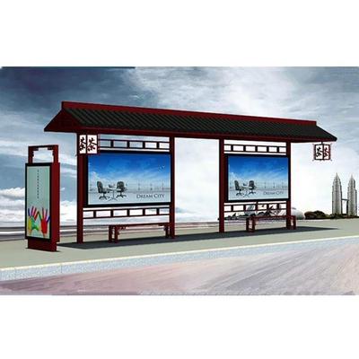 仿古候车亭 不锈钢公交站台候车亭 宣传栏新款阅报栏滚动