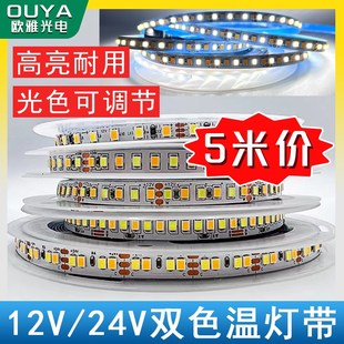 LED2835低压高亮双色温三色变光软灯条灯带线性灯可调光12v24v