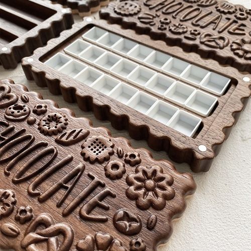 复古巧克力夹心饼干水彩颜料盒24色48色胡桃木 水彩分装空盒