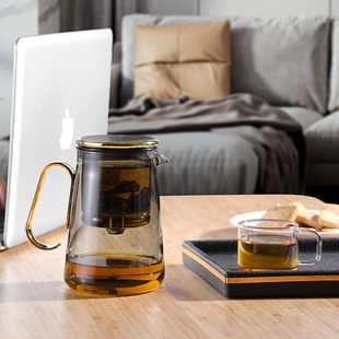邦田耐高温全玻璃内胆飘逸杯茶水分离一键过滤懒人功夫茶具泡茶壶