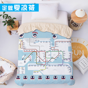 香港地鐵空調被港鐵綫路圖周邊床品夏季涼感被單人机铁仔午睡薄被