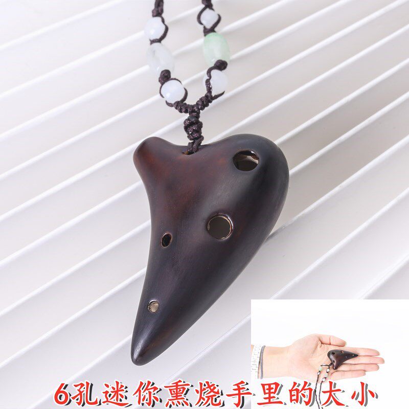 迷你陶笛6孔熏烧青花瓷超高音SSF调小鸟笛陶笛爱好配饰