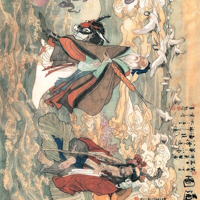 八仙过海古画装饰画艺术微喷复制仿古装饰画临摹画稿装饰画