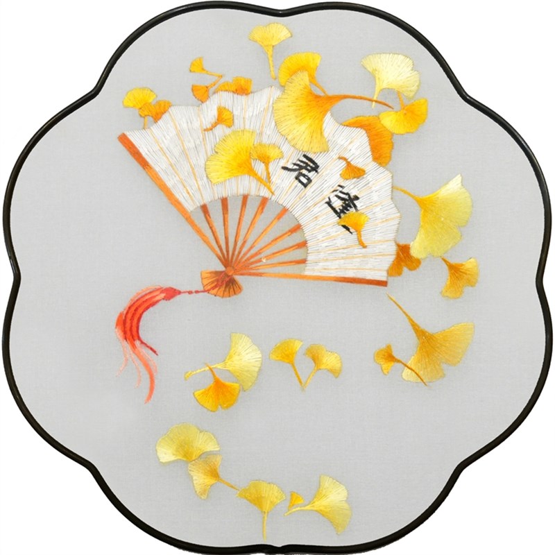 苏绣diy套件初学 双面型团扇材绣包苏州刺绣梅花料扇子无基础可绣