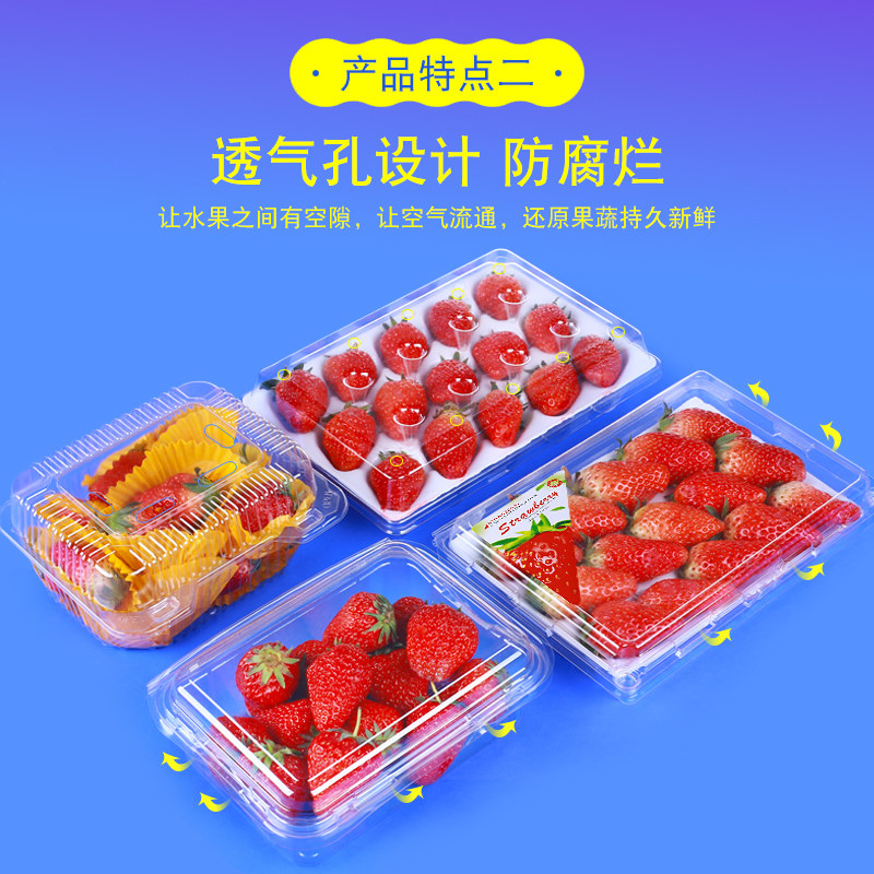 草莓包装盒水果打包加厚带盖透明鲜抗压盒保鲜一次性水果盒子泡沫