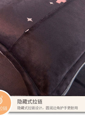 冬季珊瑚绒保暖枕套48X74cm枕头套单人大号法兰绒拉链枕巾套一对2