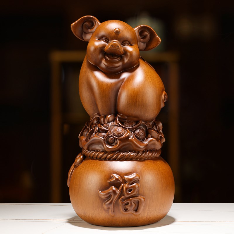 金猪超大号存钱罐红木用招财猪家钱罐储色储蓄罐创意生肖摆件树脂