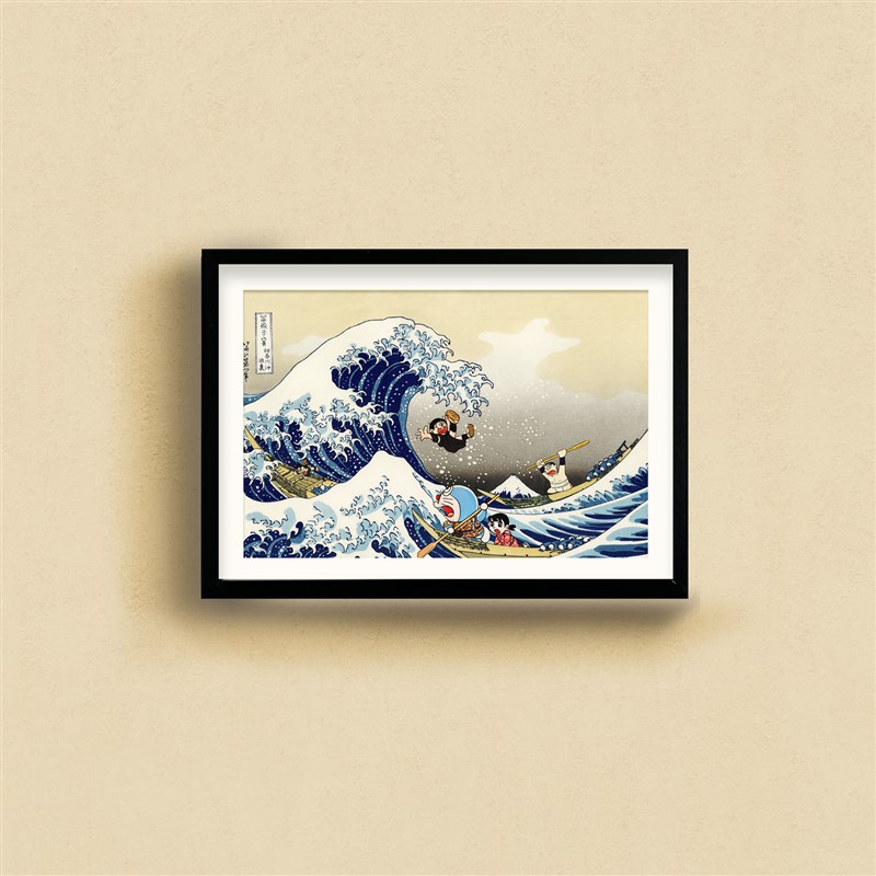 日童神奈川冲浪里挂画居酒屋餐厅装饰画浮世绘哆啦A房儿式梦壁画