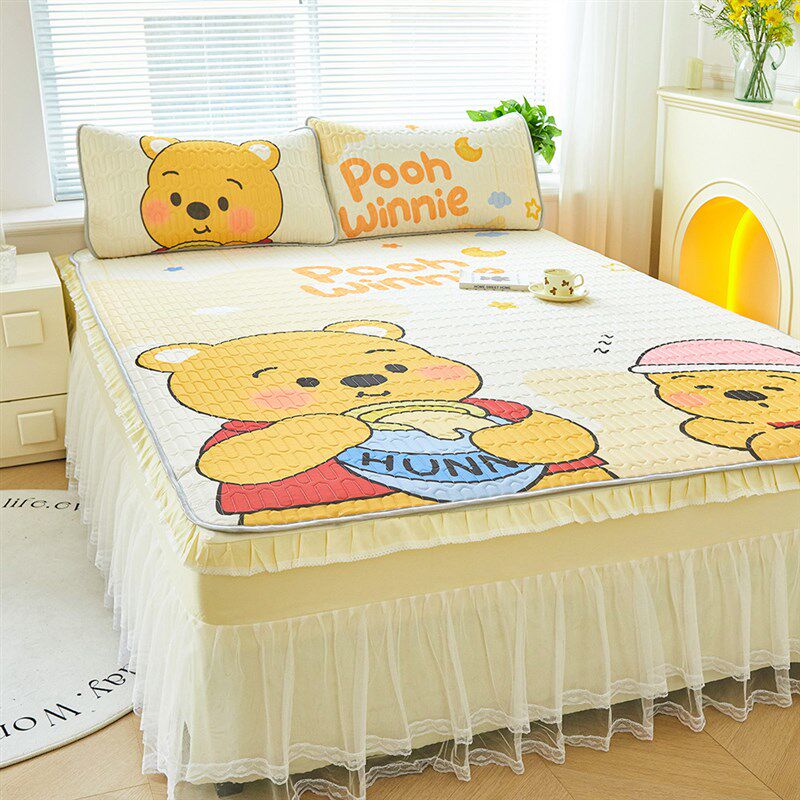 儿童卡通夏季乳胶凉席三件套床裙款冰丝凉席可水机洗折叠席子新款,床上用品,乳胶席,淘宝优惠券,粉丝福利购,淘宝优惠卷