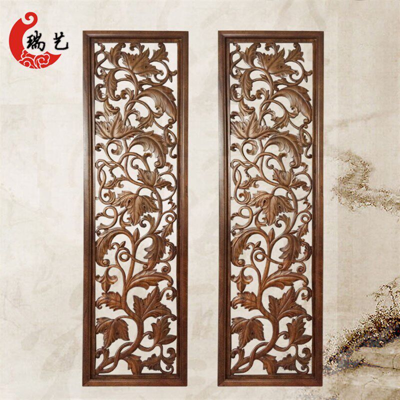 东阳木雕花板 欧式实木镂空雕刻通花板 电视背景墙玄关隔断屏风