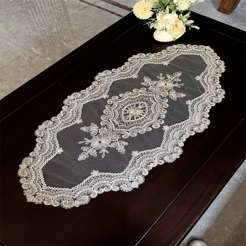 2023新款欧式蕾丝绣花桌布餐桌茶几桌旗圆桌桌布床旗五斗柜盖巾,居家布艺,桌布,淘宝优惠券,粉丝福利购,淘宝优惠卷