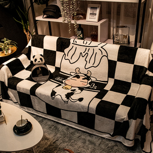 日系卡通沙发毯秋冬毛绒加厚全盖布沙发巾罩防尘保暖垫租房装饰巾