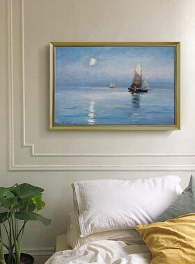 二狗姑娘 月夜垂钓 欧式沙发背景墙客厅挂画装饰画墙壁画墙画墙面