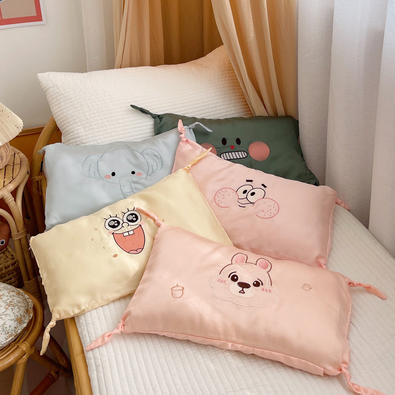 儿童天丝枕套30x50小号夏季冰丝男孩女孩可爱卡通宝宝枕头套单个