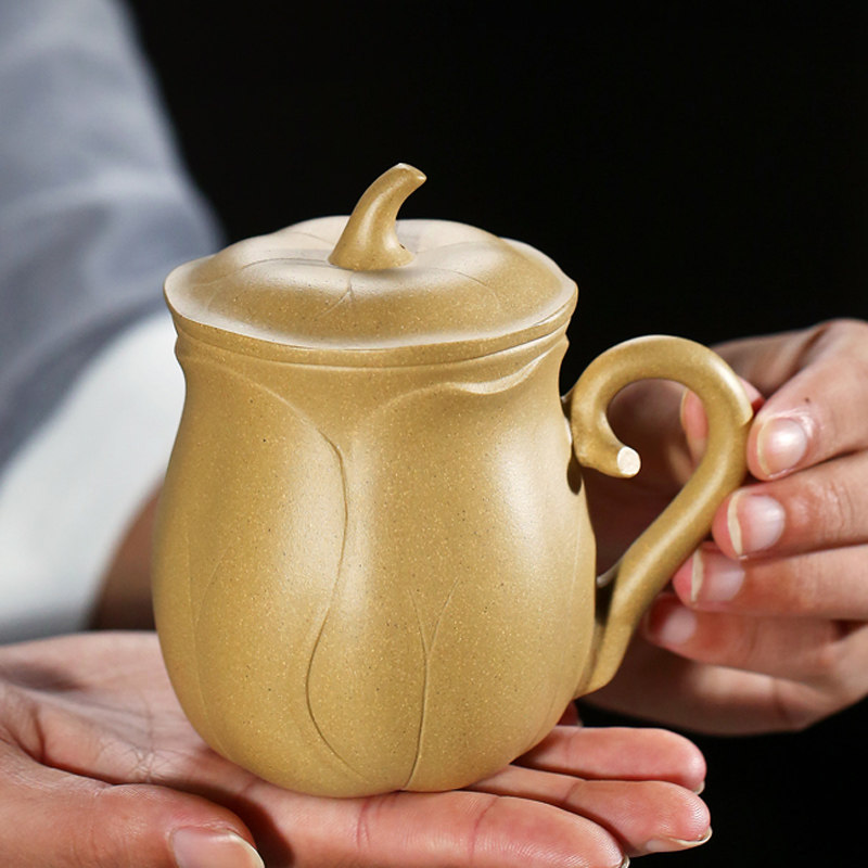 砂艺世家宜兴紫砂杯全手工茶杯段泥带盖杯男女办公杯精品盖杯杯子