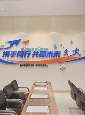 公司办企业文化办公室墙面背景装饰团队激励志墙贴纸画会议室布置
