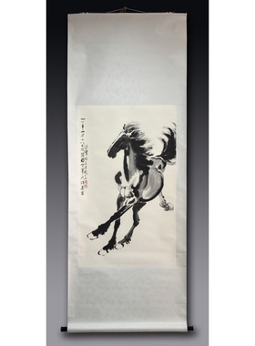 荣宝斋木版水印国画客厅壁画徐悲鸿大小墨马奔马图挂轴 78200cm