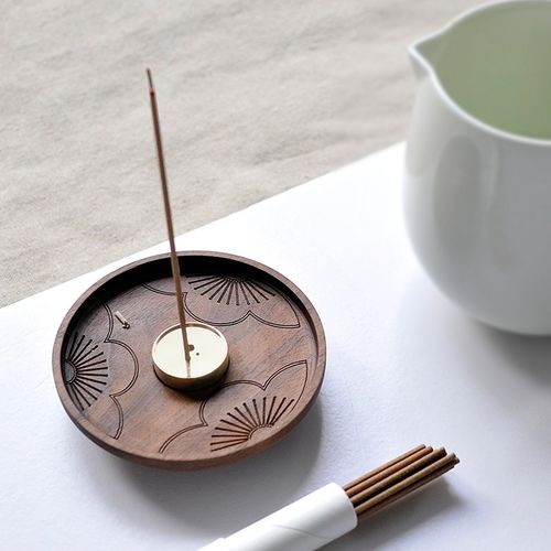 weis唯诗木质线香插仿古实木香薰炉书房卧室檀香沉香黄铜线香座