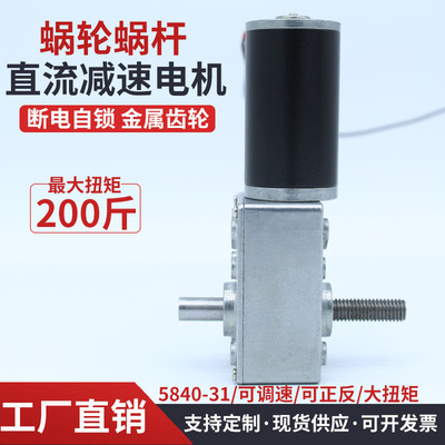 5840-31ZY涡轮蜗杆直流减速电机直角大扭力双轴微小型马达12V24V