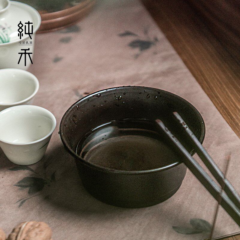 手工复古铜建水茶洗水盂茶渣缸茶盂茶水缸水洗茶具功夫茶道配件