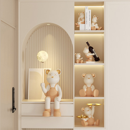 奶油风玄关隔断暴力熊摆件入户客厅电视柜酒柜软装高级感家居饰品